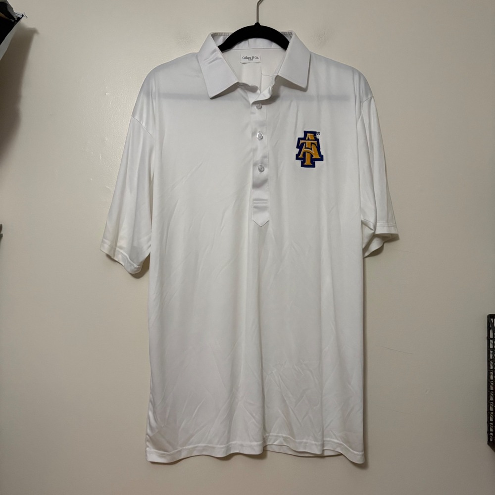 Collars‎ & Co XL NC A&T Aggies Performance Polo Shirt White Short Sleeve GHOE